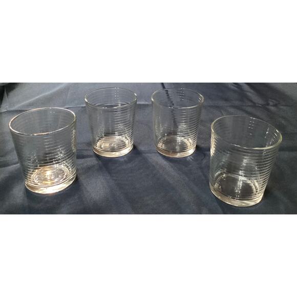 Set of 4 Pasabahce Horizontal Rings Rock Glasses Low Ball Tumblers 4” - Picture 4 of 9
